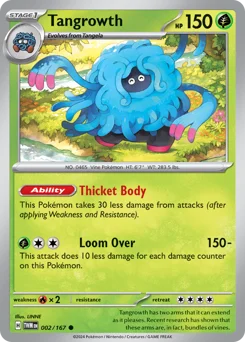 Tangrowth Pokemon card from Twilight Masquerade, card number 2