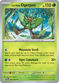 Teal Mask Ogerpon Pokemon card from Twilight Masquerade, card number 24