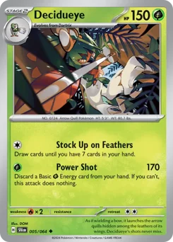 Decidueye Pokemon card from Shrouded Fable, card number 5