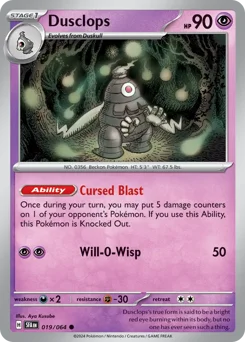 Dusclops Pokemon card from Shrouded Fable, card number 19