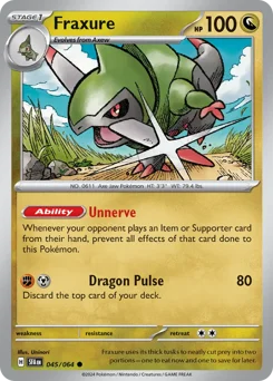 Fraxure Pokemon card from Shrouded Fable, card number 45