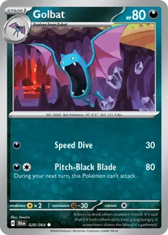 Golbat Pokemon card from Shrouded Fable, card number 28