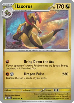 Haxorus Pokemon card from Shrouded Fable, card number 46