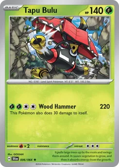 Tapu Bulu Pokemon card from Shrouded Fable, card number 6