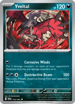 Yveltal Pokemon card from Shrouded Fable, card number 35