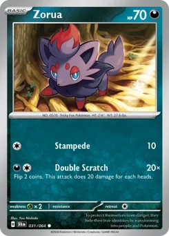 Zorua Pokemon card from Shrouded Fable, card number 31