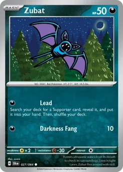 Zubat Pokemon card from Shrouded Fable, card number 27