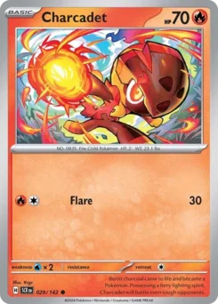 Charcadet Pokemon card from Stellar Crown, card number 29
