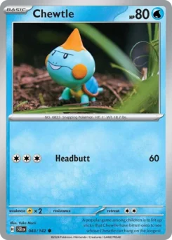 Chewtle Pokemon card from Stellar Crown, card number 43