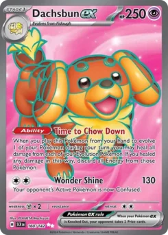 Dachsbun ex Pokemon card from Stellar Crown, card number 160
