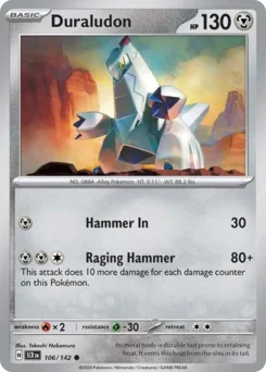 Duraludon Pokemon card from Stellar Crown, card number 106