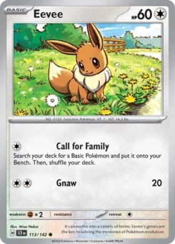 Eevee Pokemon card from Stellar Crown, card number 113