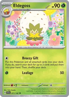 Eldegoss Pokemon card from Stellar Crown, card number 11