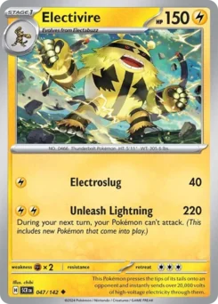 Electivire Pokemon card from Stellar Crown, card number 47