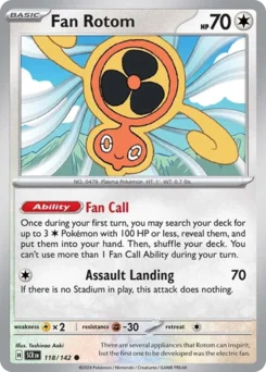 Fan Rotom Pokemon card from Stellar Crown, card number 118