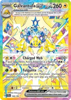 Galvantula ex Pokemon card from Stellar Crown, card number 168