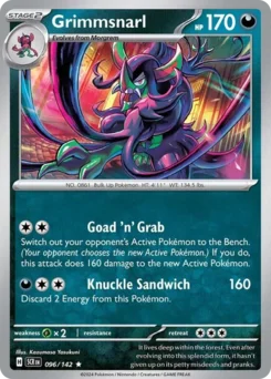 Grimmsnarl Pokemon card from Stellar Crown, card number 96