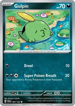 Gulpin Pokemon card from Stellar Crown, card number 91