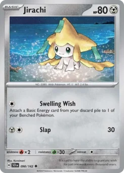 Jirachi Pokemon card from Stellar Crown, card number 98