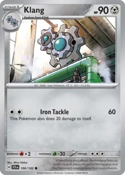 Klang Pokemon card from Stellar Crown, card number 100