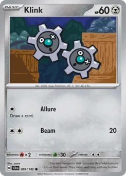 Klink Pokemon card from Stellar Crown, card number 99
