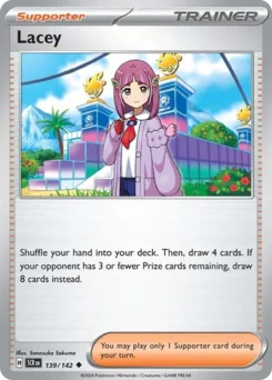 Lacey Pokemon card from Stellar Crown, card number 139