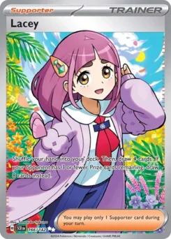 Lacey Pokemon card from Stellar Crown, card number 166