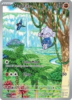 Meditite Pokemon card from Stellar Crown, card number 153