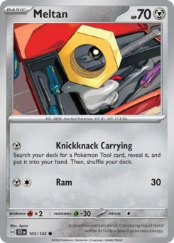 Meltan Pokemon card from Stellar Crown, card number 103
