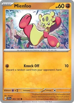 Mienfoo Pokemon card from Stellar Crown, card number 83