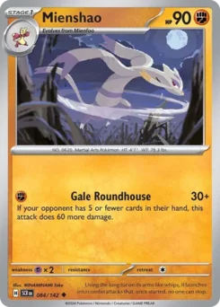 Mienshao Pokemon card from Stellar Crown, card number 84