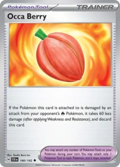 Occa Berry Pokemon card from Stellar Crown, card number 140