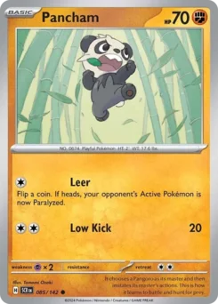 Pancham Pokemon card from Stellar Crown, card number 85