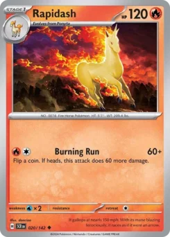 Rapidash Pokemon card from Stellar Crown, card number 20
