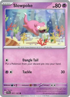 Slowpoke Pokemon card from Stellar Crown, card number 57