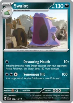 Swalot Pokemon card from Stellar Crown, card number 92