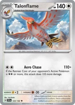 Talonflame Pokemon card from Stellar Crown, card number 123