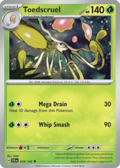 Toedscruel Pokemon card from Stellar Crown, card number 18