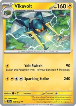 Vikavolt Pokemon card from Stellar Crown, card number 53