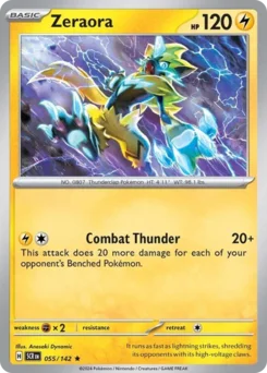 Zeraora Pokemon card from Stellar Crown, card number 55
