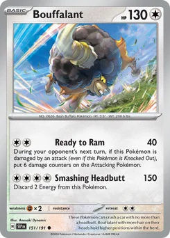 Bouffalant Pokemon card from Surging Sparks, card number 151
