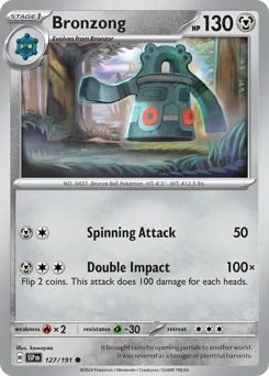 Bronzong Pokemon card from Surging Sparks, card number 127