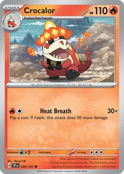Crocalor Pokemon card from Surging Sparks, card number 30