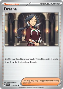Drasna Pokemon card from Surging Sparks, card number 173