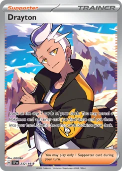 Drayton Pokemon card from Surging Sparks, card number 232