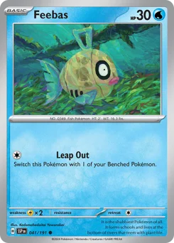 Feebas Pokemon card from Surging Sparks, card number 41