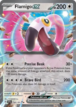 Flamigo ex Pokemon card from Surging Sparks, card number 160
