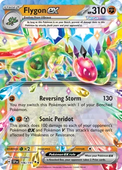 Flygon ex Pokemon card from Surging Sparks, card number 106
