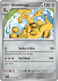 Gholdengo Pokemon card from Surging Sparks, card number 131