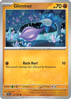 Glimmet Pokemon card from Surging Sparks, card number 114